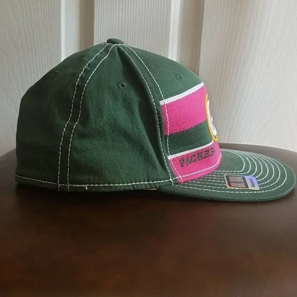 Hat Green Bay Packers Cap NFL Reebok On Field BREAST CANCER